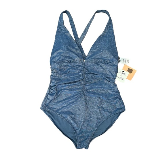 Shade & Shore Glittery Blue Swimsuit, 12-14 - Picture 5 of 6